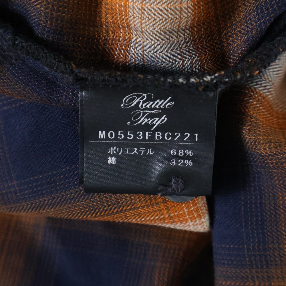 RATTLE TRAP(ラトルトラップ) ルーズシルエット オンブレーチェック 長袖シャツ オレンジ/ネイビー M0553FBC221