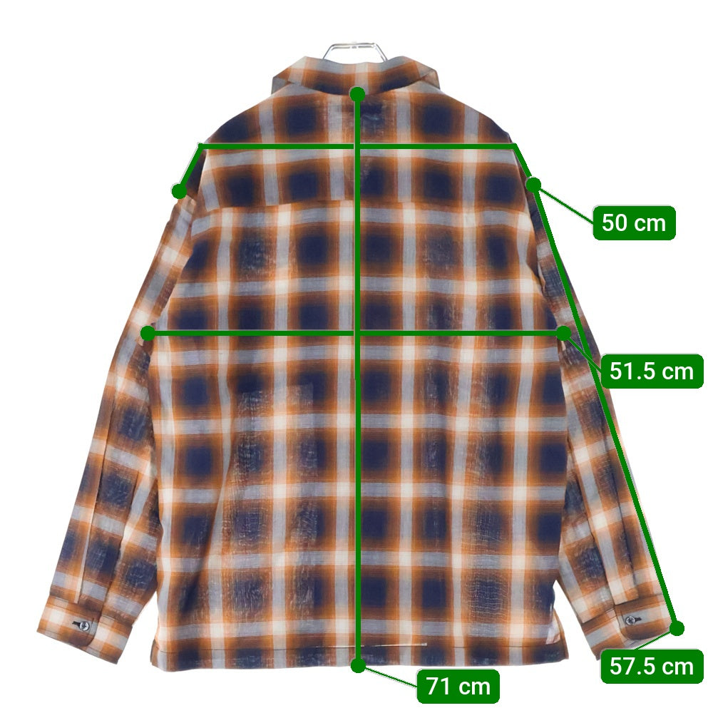 RATTLE TRAP(ラトルトラップ) ルーズシルエット オンブレーチェック 長袖シャツ オレンジ/ネイビー M0553FBC221