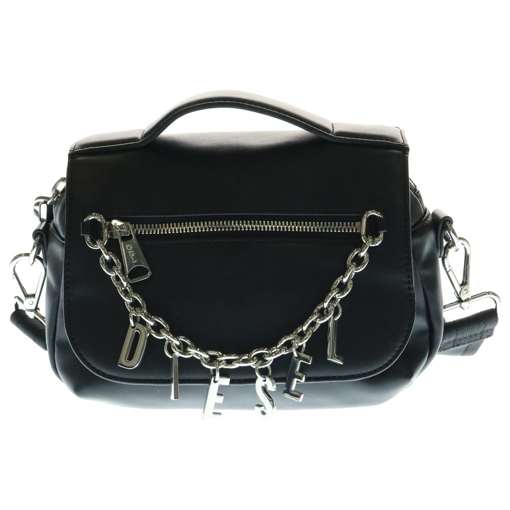 DIESEL(ディーゼル) イニシャルチェーン 2Way レザー ショルダー ハンドバッグ ブラック X10075
