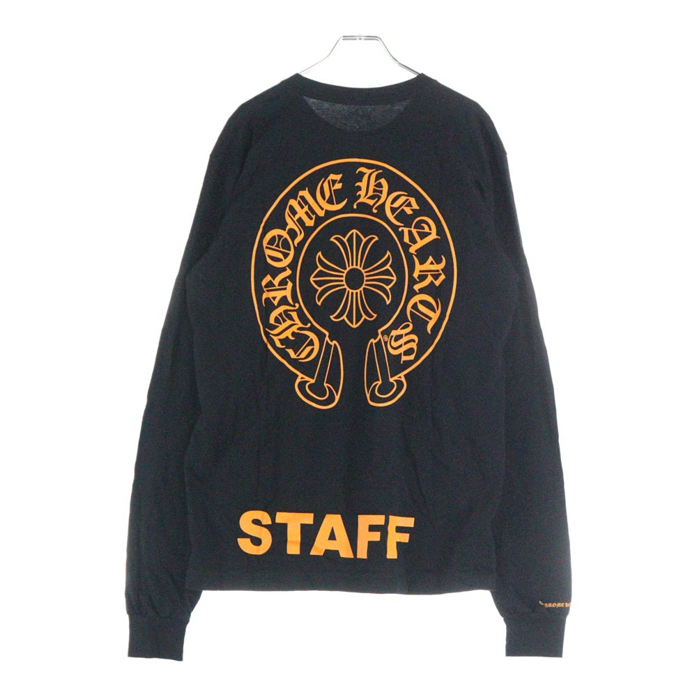 CHROME HEARTS(クロムハーツ) CH LS LTD スタッフ限定 バックホースシュープリント クルーネック 長袖Tシャツ カットソー ブラック/オレンジ