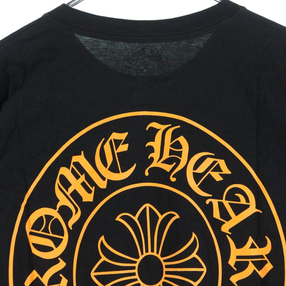 CHROME HEARTS(クロムハーツ) CH LS LTD スタッフ限定 バックホースシュープリント クルーネック 長袖Tシャツ カットソー ブラック/オレンジ