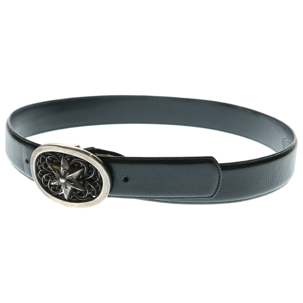 CHROME HEARTS(クロムハーツ) OVAL STAR STRAP1.5 クラシックオーバルスターバックル レザーベルト シルバー