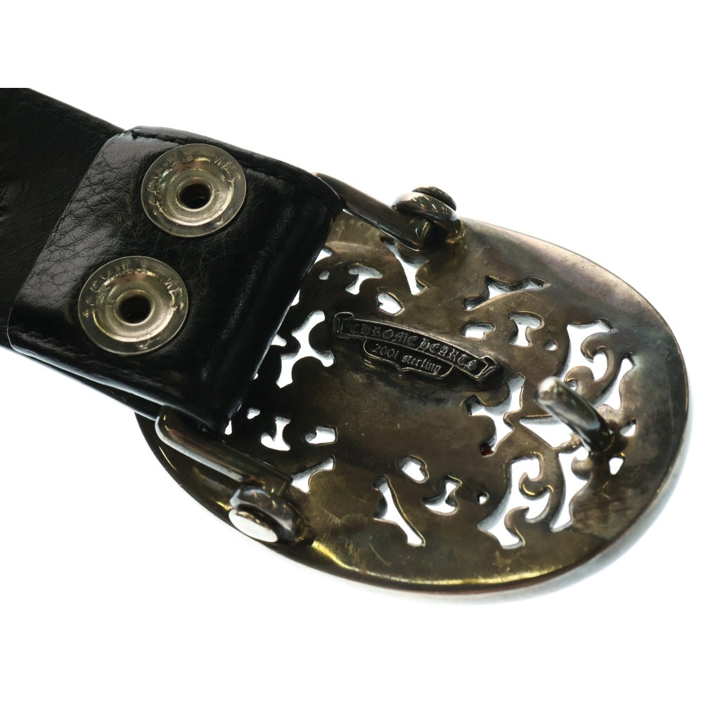 CHROME HEARTS(クロムハーツ) OVAL STAR STRAP1.5 クラシックオーバルスターバックル レザーベルト シルバー