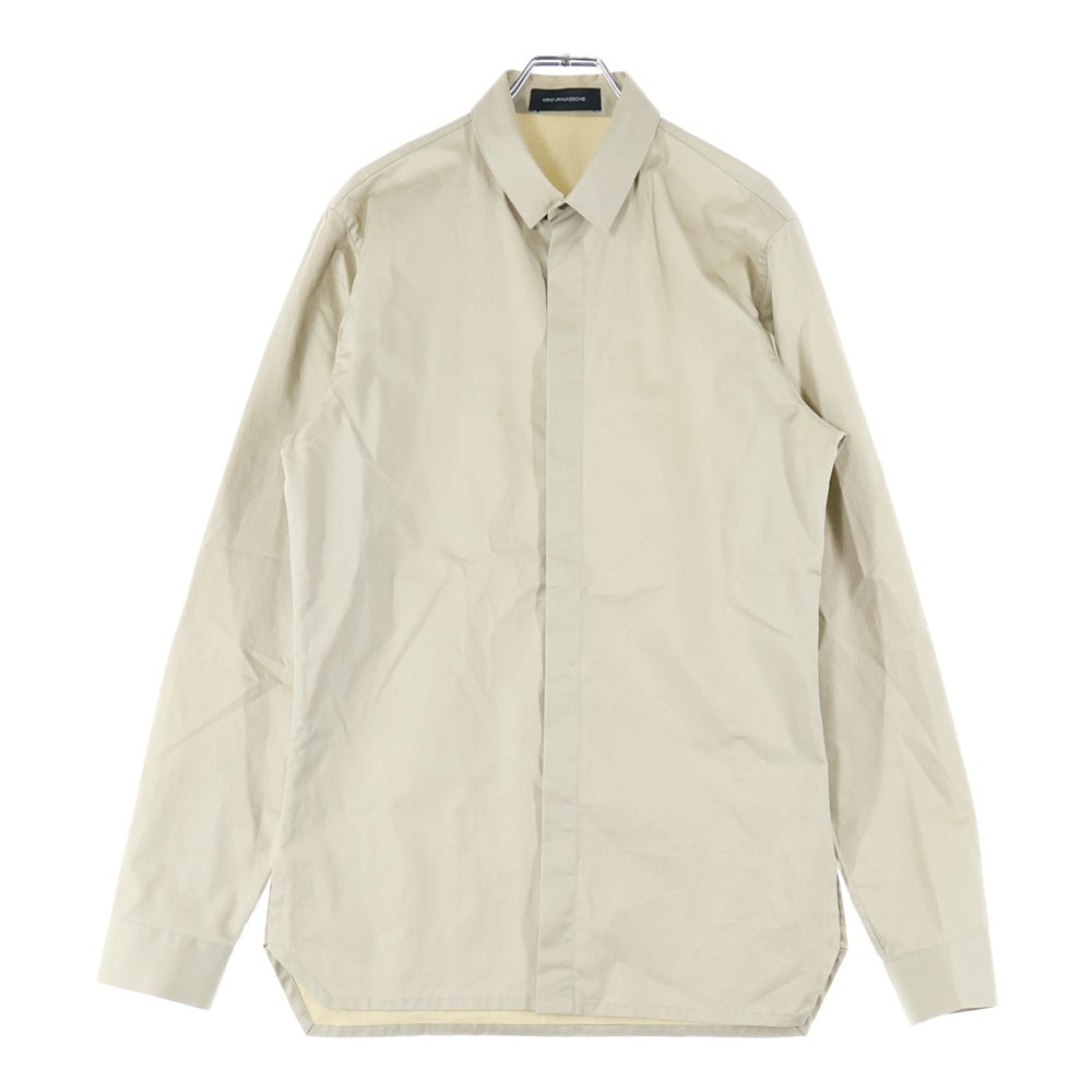 KRIS VAN ASSCHE(クリス ヴァン アッシュ) 比翼仕立て レギュラーカラー 長袖シャツ ベージュ 131SH100