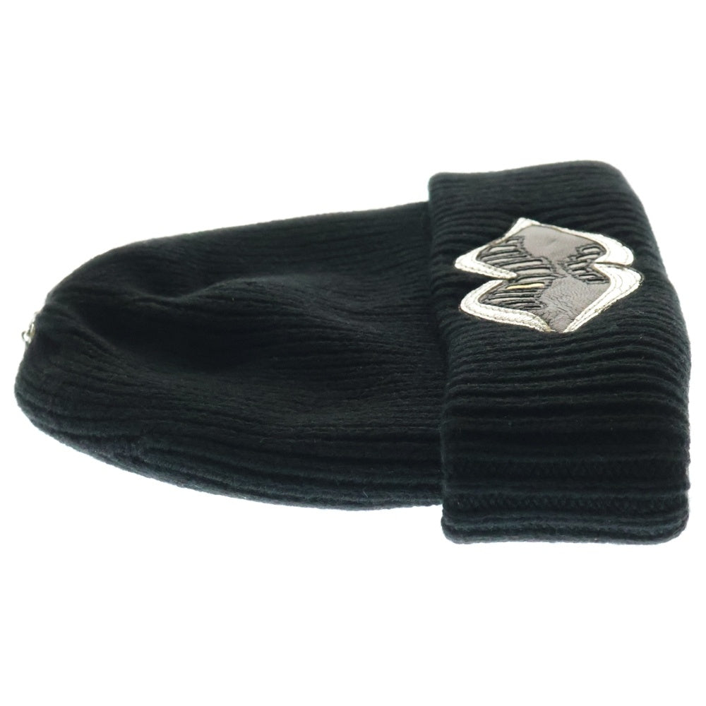 CHROME HEARTS(クロムハーツ) PPO CHOMPER BEANIE クロスボール レザーチョンパー カシミア ビーニーキャップ 帽子 ブラック/シルバー