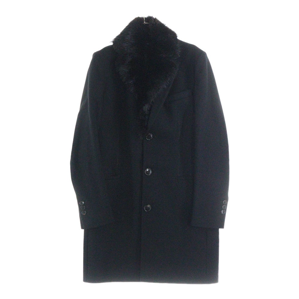 VIKTOR & ROLF(ヴィクターアンドロルフ) 13AW ファーアタッチメント ウール混 ロングチェスターコート ジャケット ブラック S42AA0022