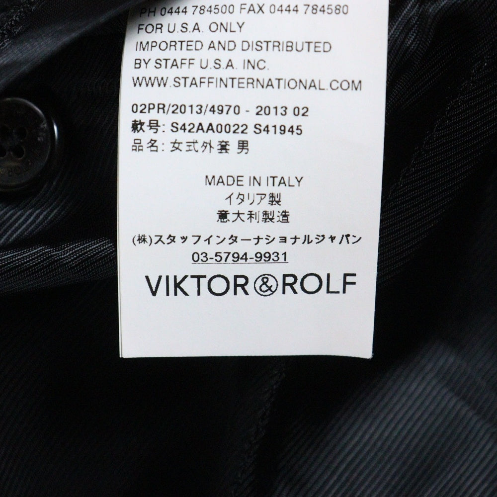 VIKTOR & ROLF(ヴィクターアンドロルフ) 13AW ファーアタッチメント ウール混 ロングチェスターコート ジャケット ブラック S42AA0022
