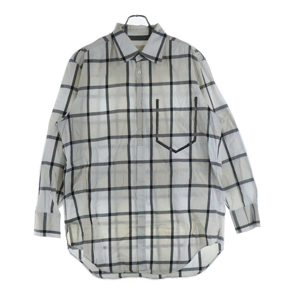 Maison Margiela 10(メゾン マルジェラ) 18AW TWO-TONE LARGE CHECKED SHIRT ツートーン ラージ チェック長袖シャツ ホワイト/グレー S50DL0338