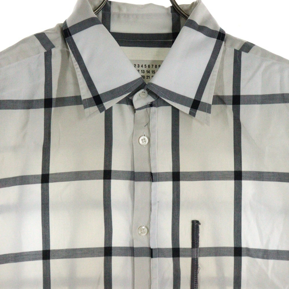 Maison Margiela 10(メゾン マルジェラ) 18AW TWO-TONE LARGE CHECKED SHIRT ツートーン ラージ チェック長袖シャツ ホワイト/グレー S50DL0338