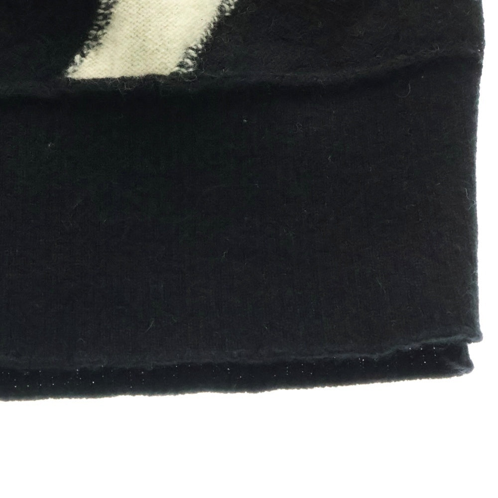 Maison Margiela 10(メゾン マルジェラ) 19AW カシミヤ 総柄 マフラー ストール ブラック/ホワイト S50TE0053