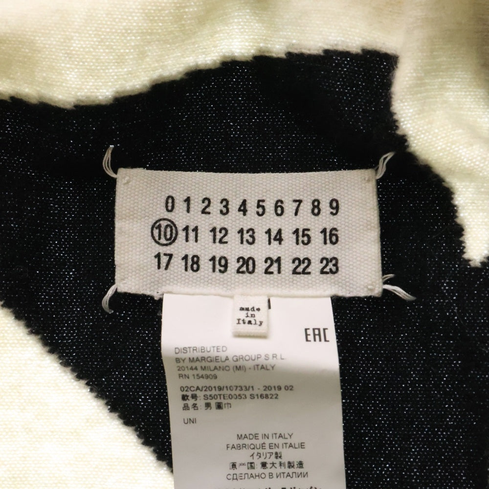 Maison Margiela 10(メゾン マルジェラ) 19AW カシミヤ 総柄 マフラー ストール ブラック/ホワイト S50TE0053