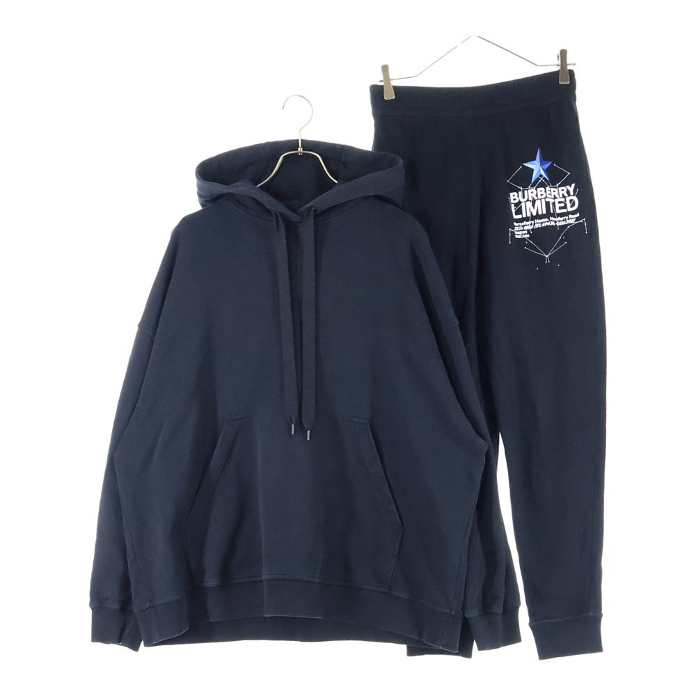 BURBERRY(バーバリー) LIMITED リミテッド ロゴプリント プルオーバーフーディー スウェットパンツ セットアップ ブラック 8058649/8058651