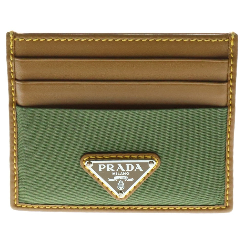 PRADA(プラダ) Re-Nylon リナイロン レザー カードケース ブラウン/カーキ 2MC025