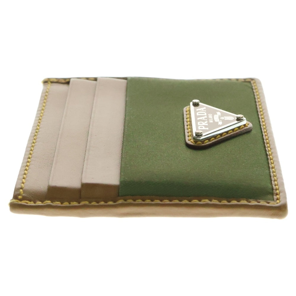 PRADA(プラダ) Re-Nylon リナイロン レザー カードケース ブラウン/カーキ 2MC025
