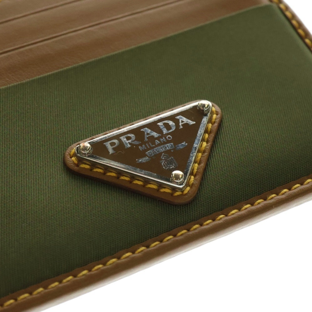 PRADA(プラダ) Re-Nylon リナイロン レザー カードケース ブラウン/カーキ 2MC025