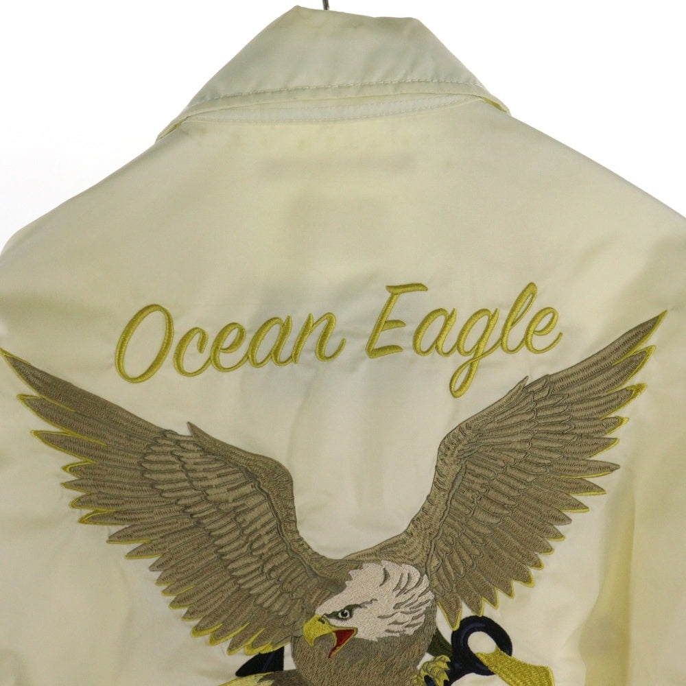 AVIREX(アヴィレックス) OCEAN EAGLE オーシャン イーグル ワッペン付き マルチポケット 両面エンブロイダリー ジップアップ ナイロンジャケット オフホワイト 6122108