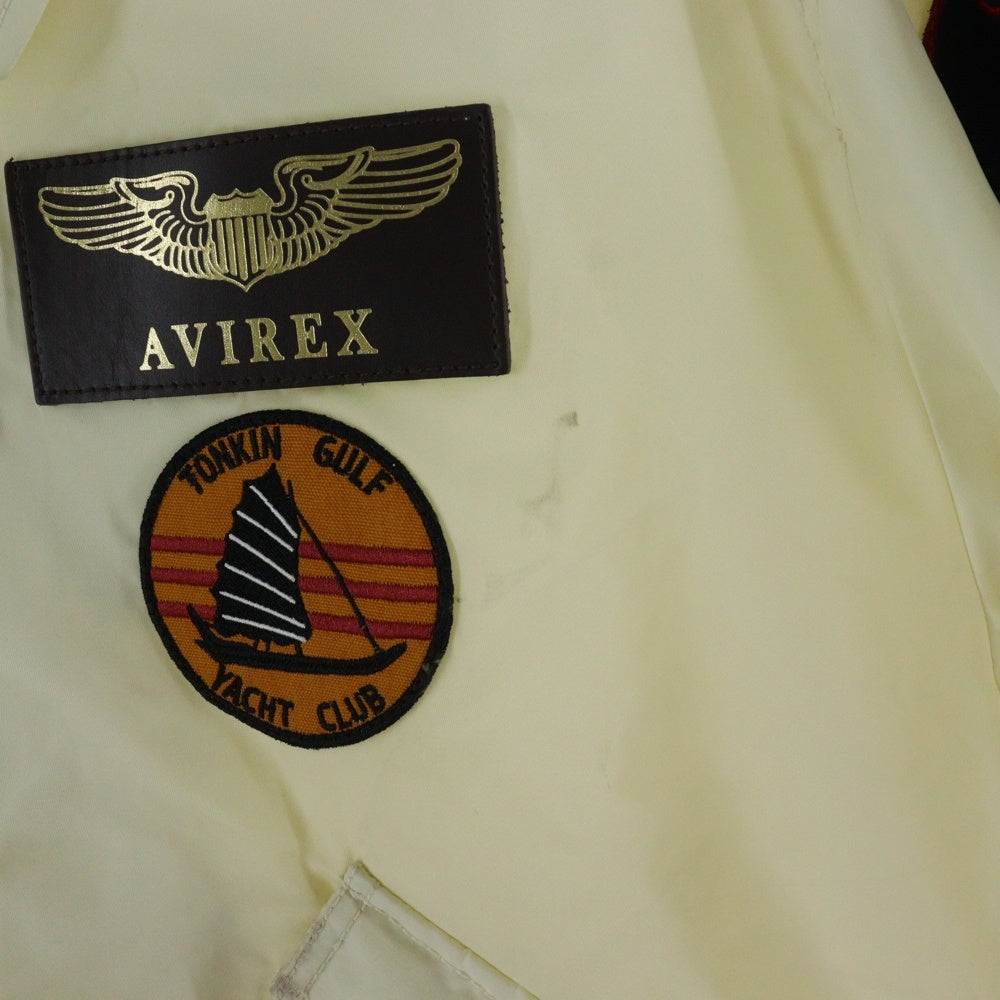 AVIREX(アヴィレックス) OCEAN EAGLE オーシャン イーグル ワッペン付き マルチポケット 両面エンブロイダリー ジップアップ ナイロンジャケット オフホワイト 6122108