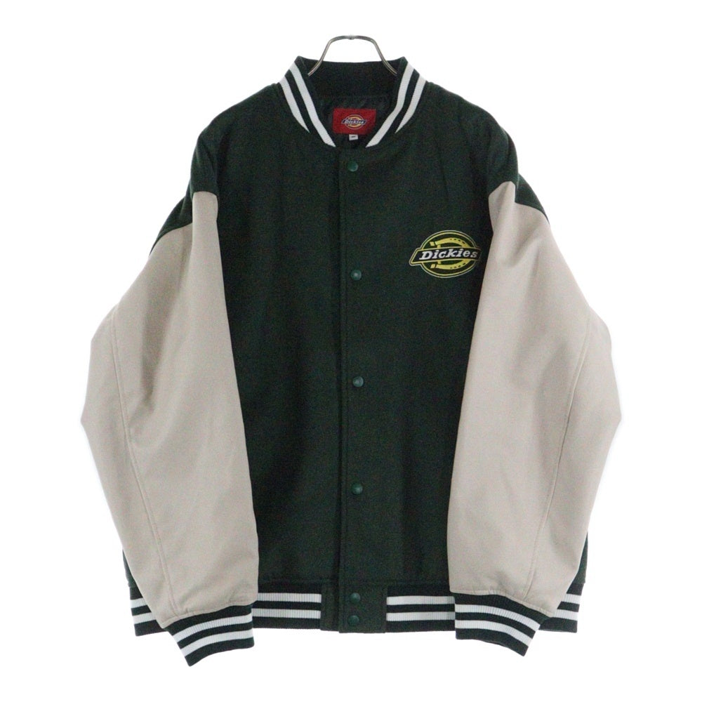 Dickies(ディッキーズ) ロゴエンブロイダリーデザイン メルトンライク アワードジャケット スタジアムジャンパー グリーン 2478-2170