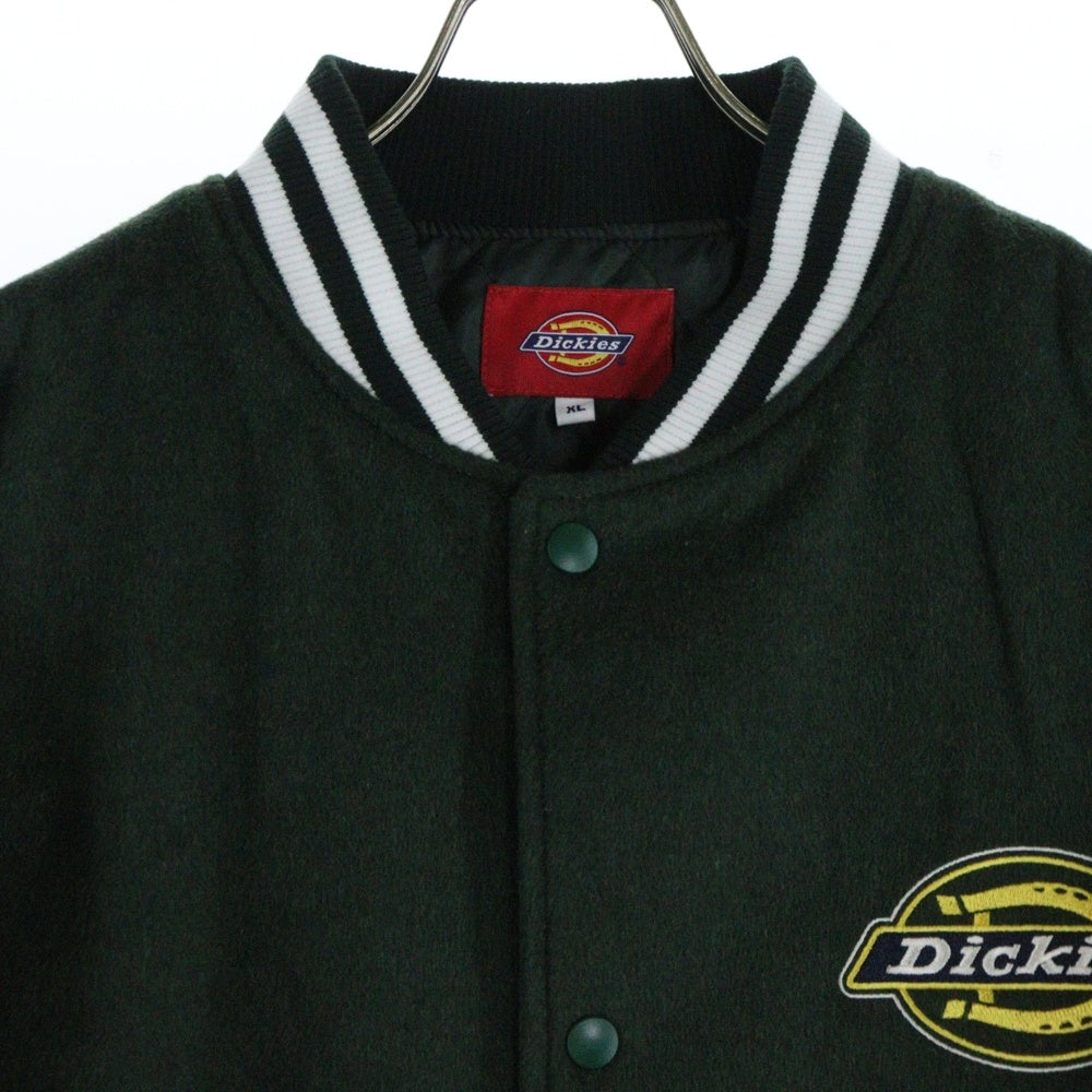 Dickies(ディッキーズ) ロゴエンブロイダリーデザイン メルトンライク アワードジャケット スタジアムジャンパー グリーン 2478-2170
