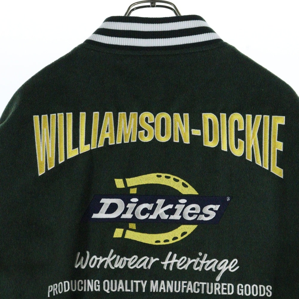 Dickies(ディッキーズ) ロゴエンブロイダリーデザイン メルトンライク アワードジャケット スタジアムジャンパー グリーン 2478-2170
