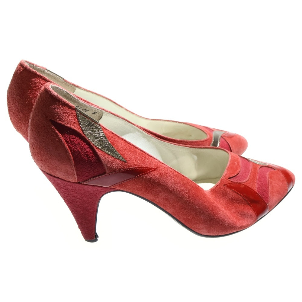 LANVIN(ランバン) ヌバック ポインテッドテゥー ハイヒール パンプス レッド 8122 レディース