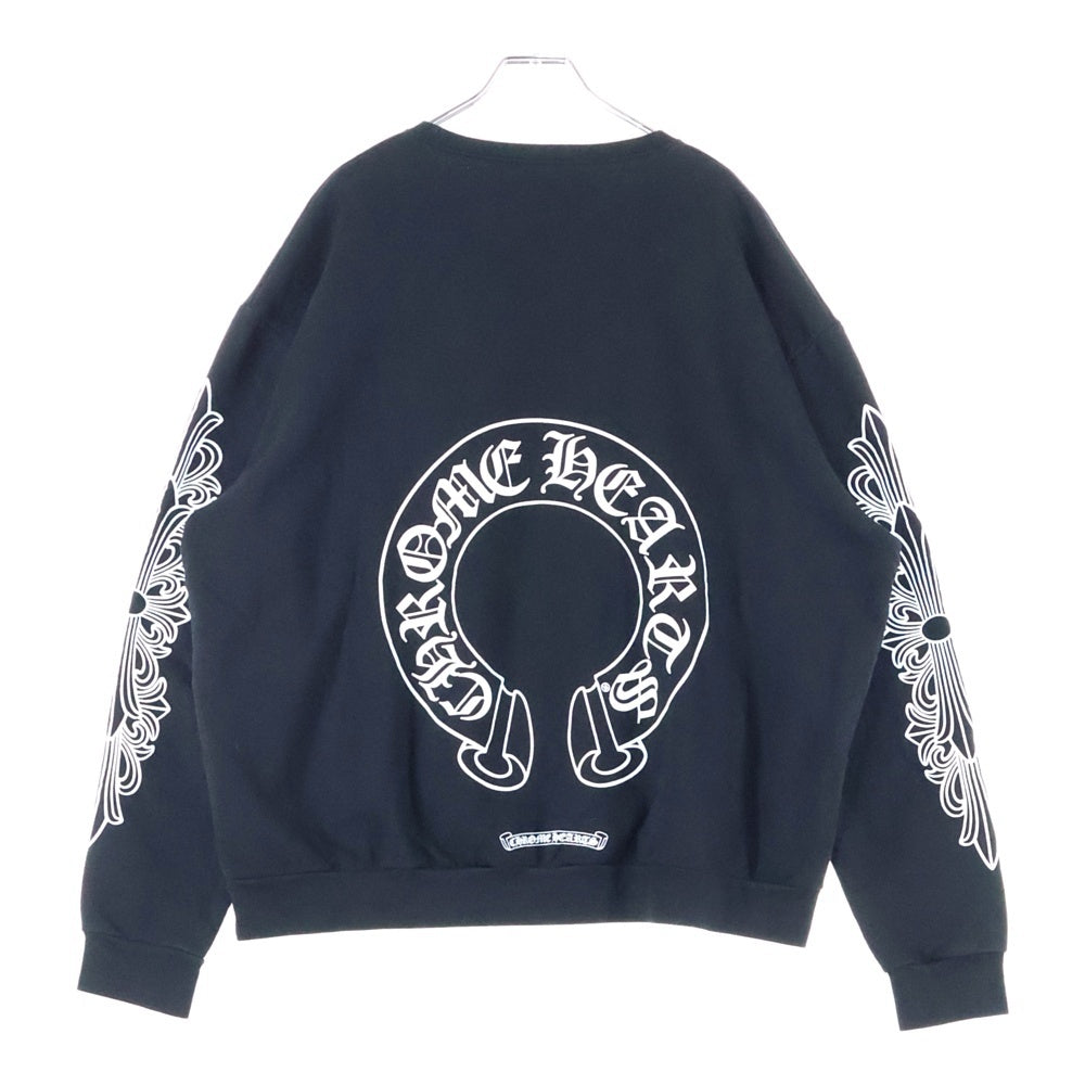 CHROME HEARTS(クロムハーツ) Horseshoe L/S Sweatshirt ホースシュープリント 袖フローラル スウェットトレーナー ブラック
