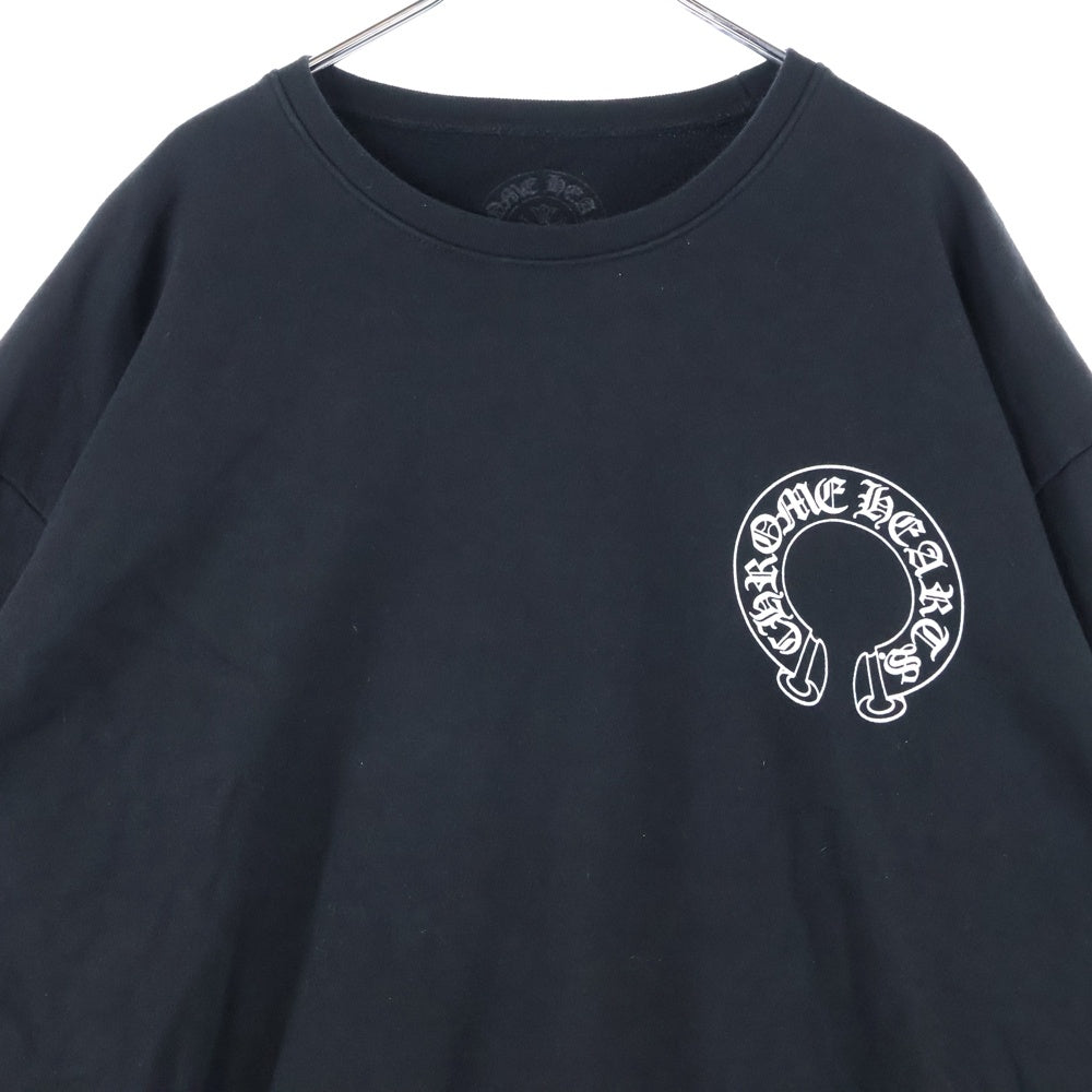 CHROME HEARTS(クロムハーツ) Horseshoe L/S Sweatshirt ホースシュープリント 袖フローラル スウェットトレーナー ブラック