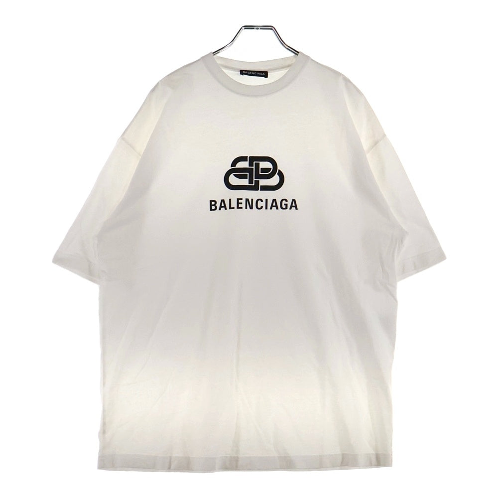 BALENCIAGA(バレンシアガ) BB LOGO T-SHIRTS ビービーロゴ クルーネック半袖Tシャツ カットソー ホワイト 570803 TEV48