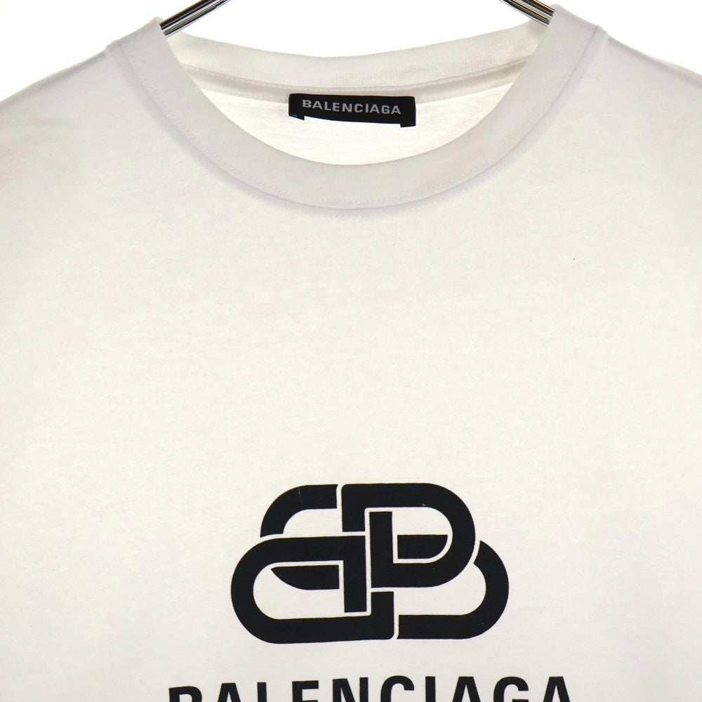 BALENCIAGA(バレンシアガ) BB LOGO T-SHIRTS ビービーロゴ クルーネック半袖Tシャツ カットソー ホワイト 570803 TEV48