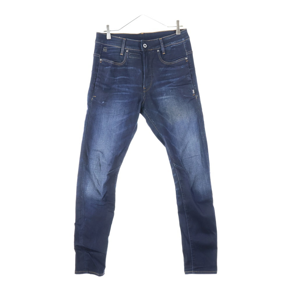 G-STAR RAW(ジースターロウ) メタルロゴプレート ジップフライ スリム ストレート デニム パンツ ネイビー D05385-6131-071