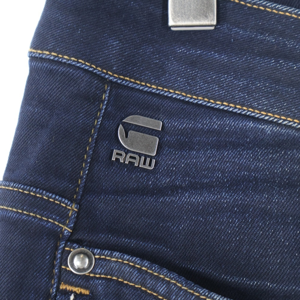 G-STAR RAW(ジースターロウ) メタルロゴプレート ジップフライ スリム ストレート デニム パンツ ネイビー D05385-6131-071