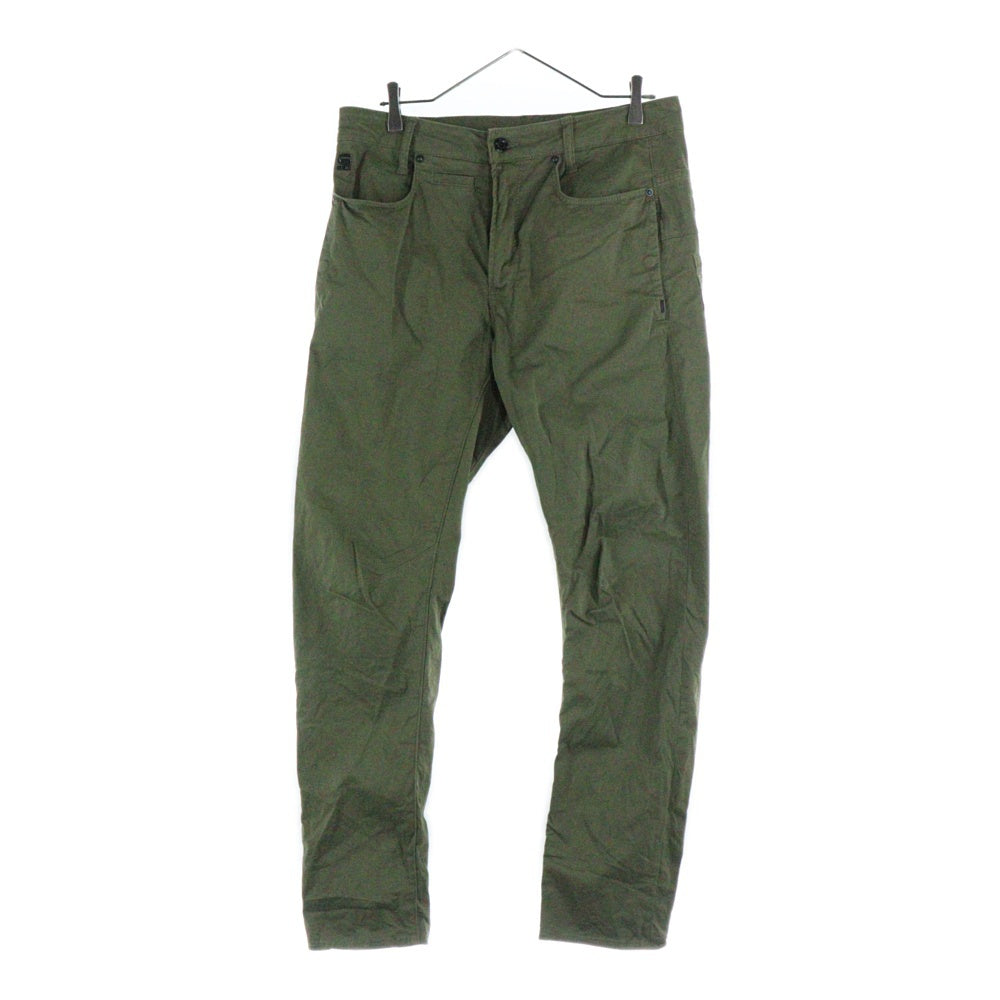 G-STAR RAW(ジースターロウ) レザーパッチ ジップフライ コットン テーパード パンツ カーキ D06321-5126-724
