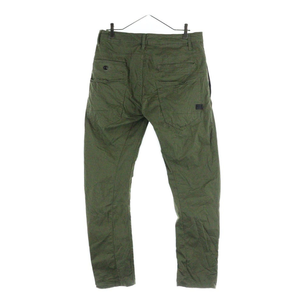 G-STAR RAW(ジースターロウ) レザーパッチ ジップフライ コットン テーパード パンツ カーキ D06321-5126-724