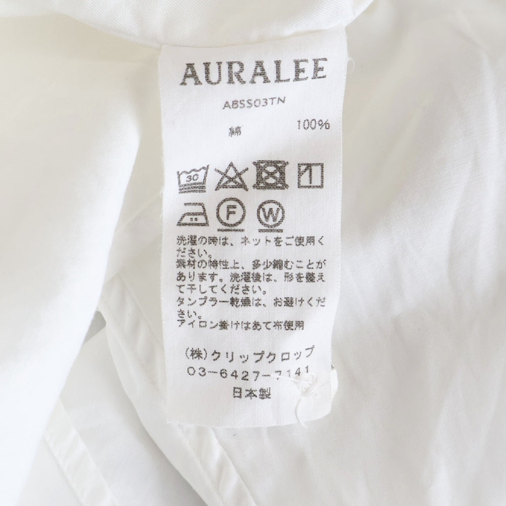 AURALEE(オーラリー) WASHED FINX TWILL HALF SLEEVED BIG SHIRTS フィンクスツイル ビッグ 半袖シャツ ホワイト A8SS03TN