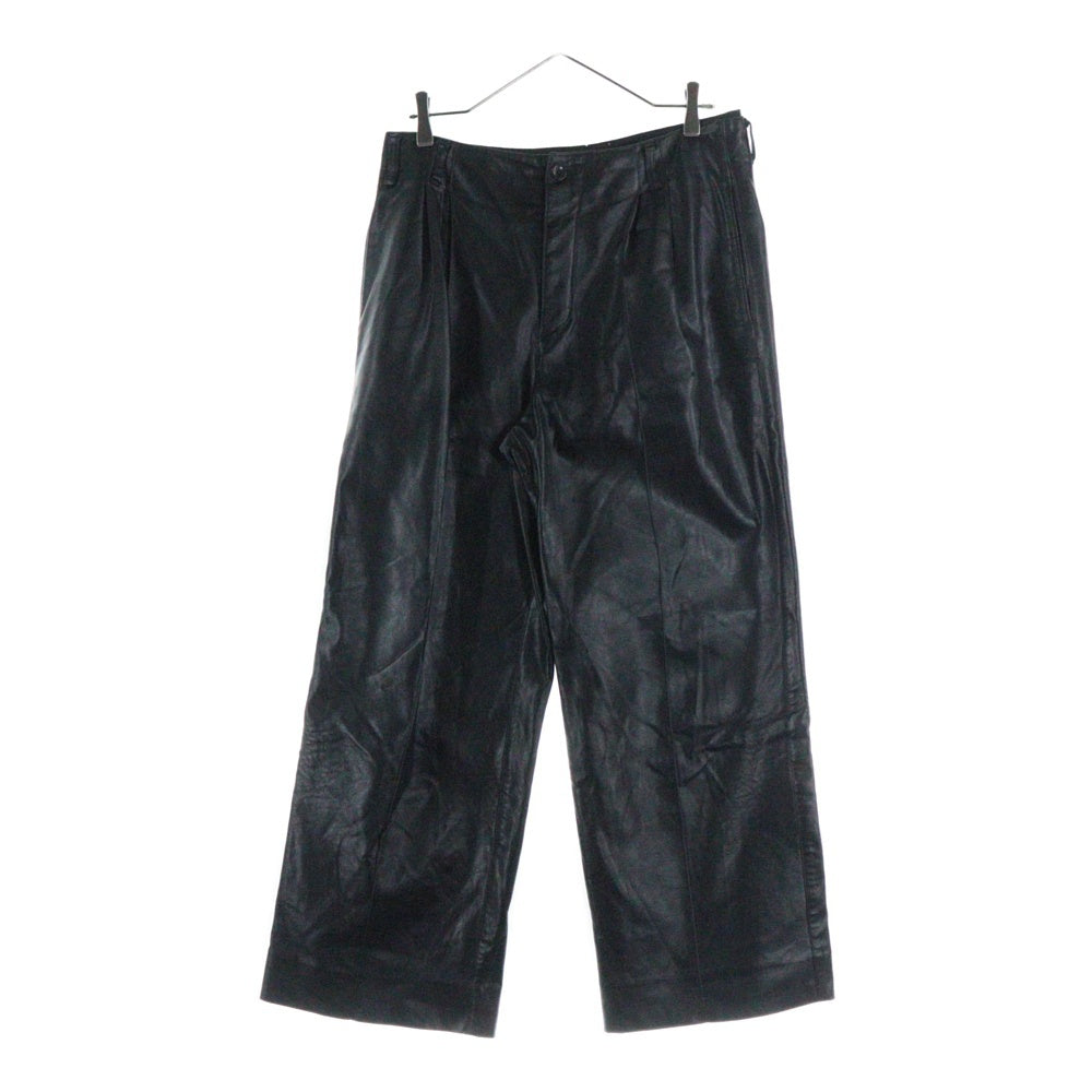 TARO HORIUCHI(タロウホリウチ) SYNTHETIC LEATHER PANTS シンセティックレザー ジップフライ ワイドパンツ ブラック 2002-P14-M203