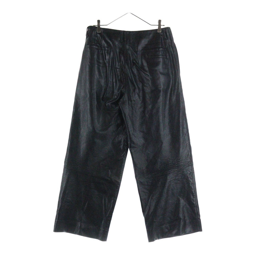 TARO HORIUCHI(タロウホリウチ) SYNTHETIC LEATHER PANTS シンセティックレザー ジップフライ ワイドパンツ ブラック 2002-P14-M203