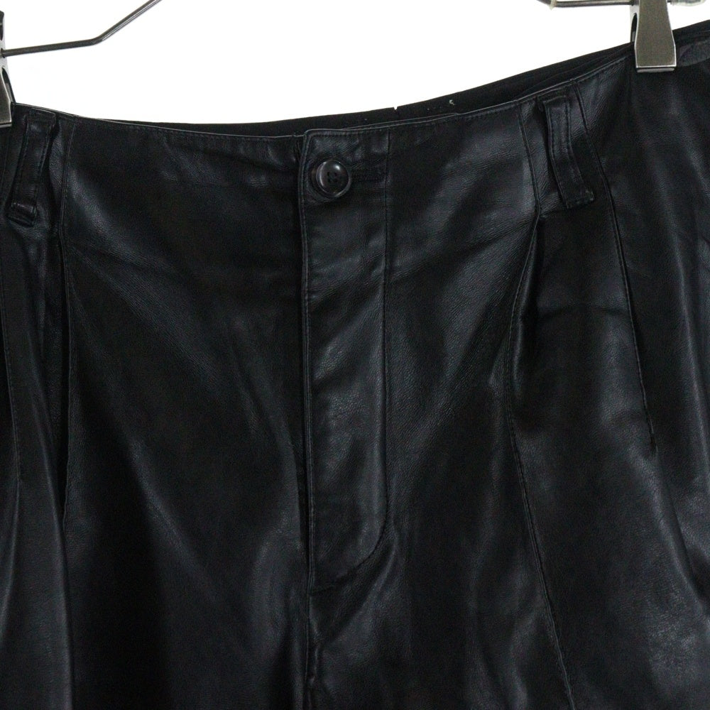TARO HORIUCHI(タロウホリウチ) SYNTHETIC LEATHER PANTS シンセティックレザー ジップフライ ワイドパンツ ブラック 2002-P14-M203