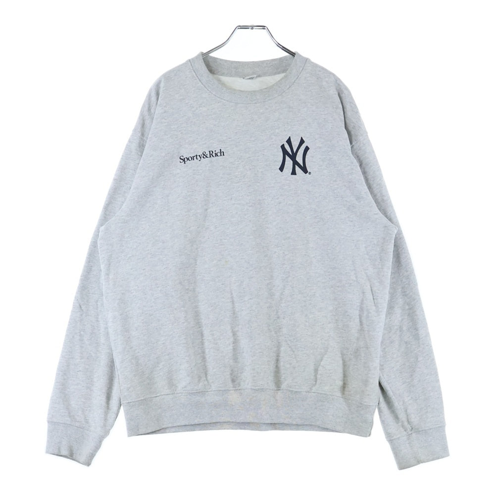 SPORTY&RICH(スポーティーアンドリッチ) Yankees crewneck sweat GREY USA製 ニューヨークヤンキース クルーネック スウェット トレーナー グレー