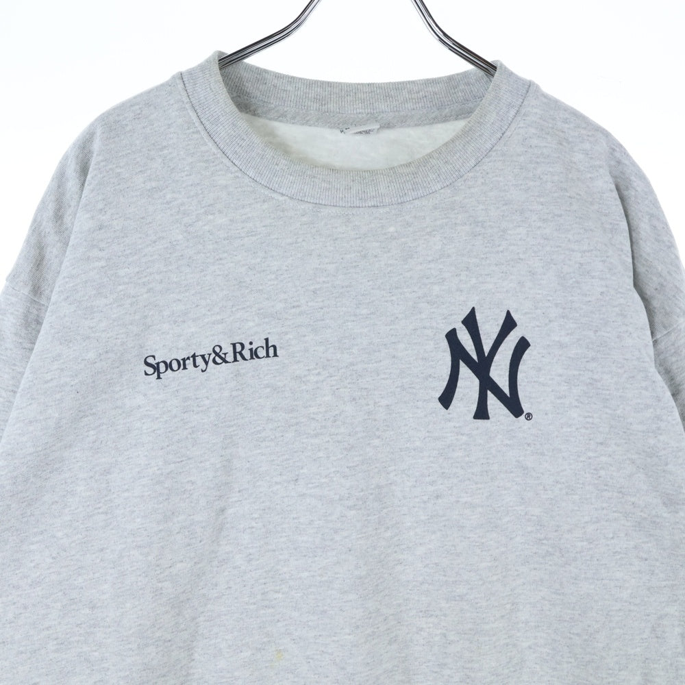 SPORTY&RICH(スポーティーアンドリッチ) Yankees crewneck sweat GREY USA製 ニューヨークヤンキース クルーネック スウェット トレーナー グレー