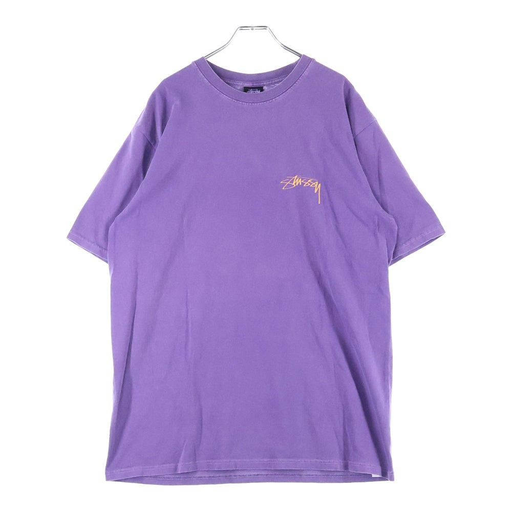 STUSSY(ステューシー) Statue Pig Dyed Tee クルーネック 両面プリント コットン 半袖 Tシャツ カットソー パープル