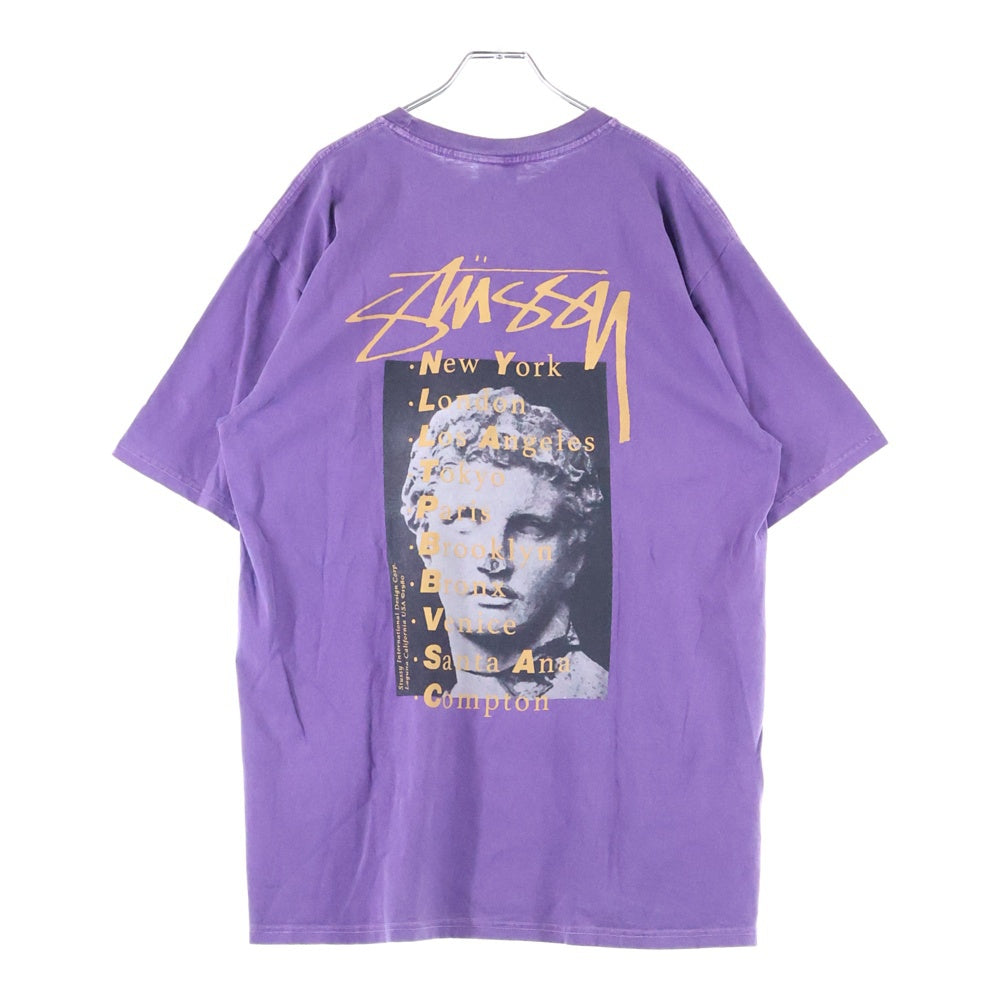 STUSSY(ステューシー) Statue Pig Dyed Tee クルーネック 両面プリント コットン 半袖 Tシャツ カットソー パープル