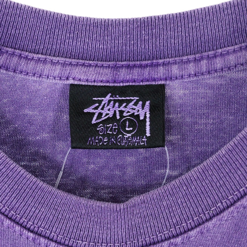 STUSSY(ステューシー) Statue Pig Dyed Tee クルーネック 両面プリント コットン 半袖 Tシャツ カットソー パープル