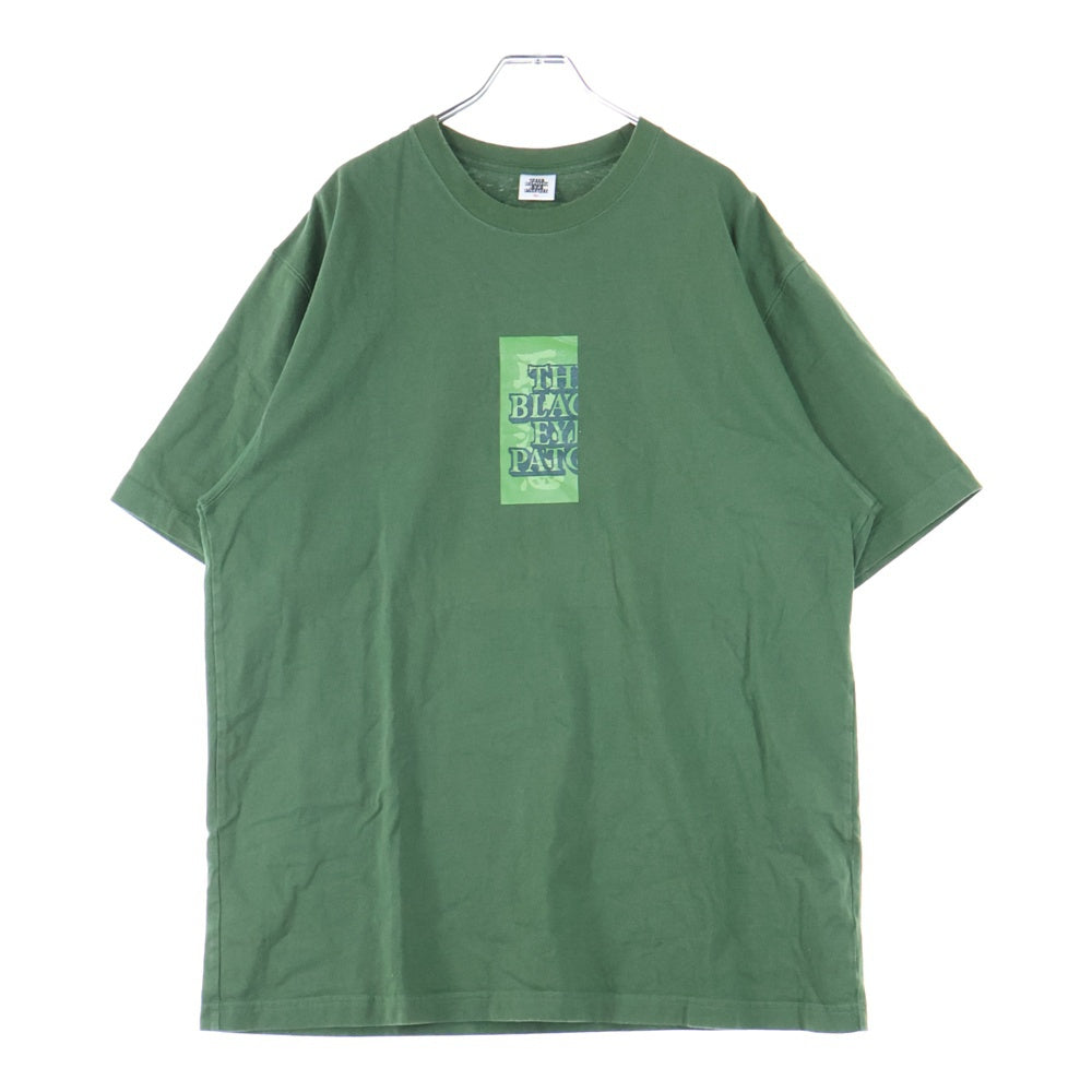 THE BLACK EYE PATCH(ブラックアイパッチ) 取扱注意 ロゴプリント クルーネック コットン 半袖 Tシャツ カットソー グリーン