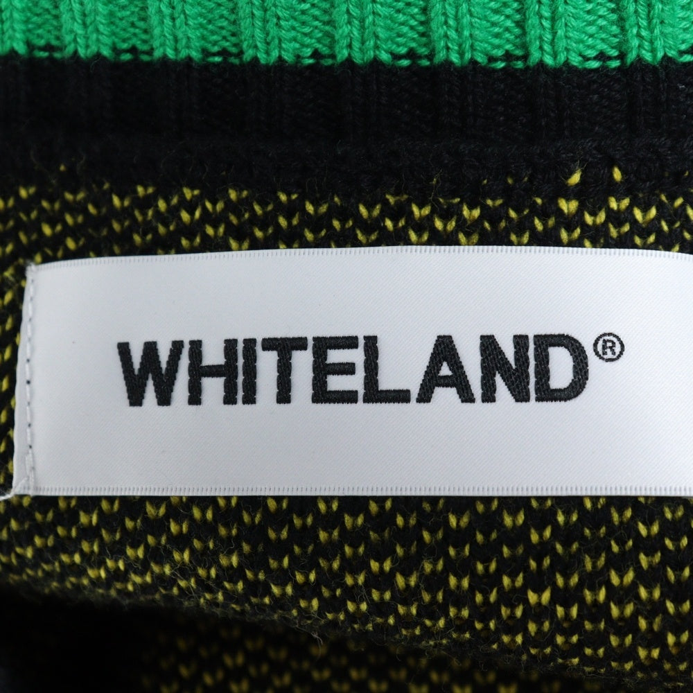 WHITELAND BLACKBURN(ホワイトランドブラックバーン) パイルロゴパッチ ミドルゲージ ニット カーディガン ブラック 21A-KNL322-WL