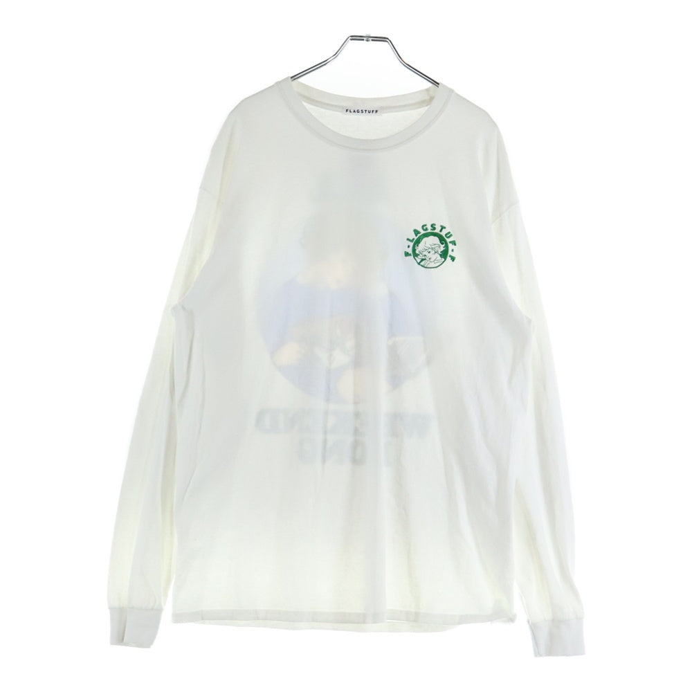 F-LAGSTUF-F(フラグスタフ) ロゴプリント クルーネック ロングスリーブ コットン 長袖 Tシャツ カットソー ホワイト FS1369