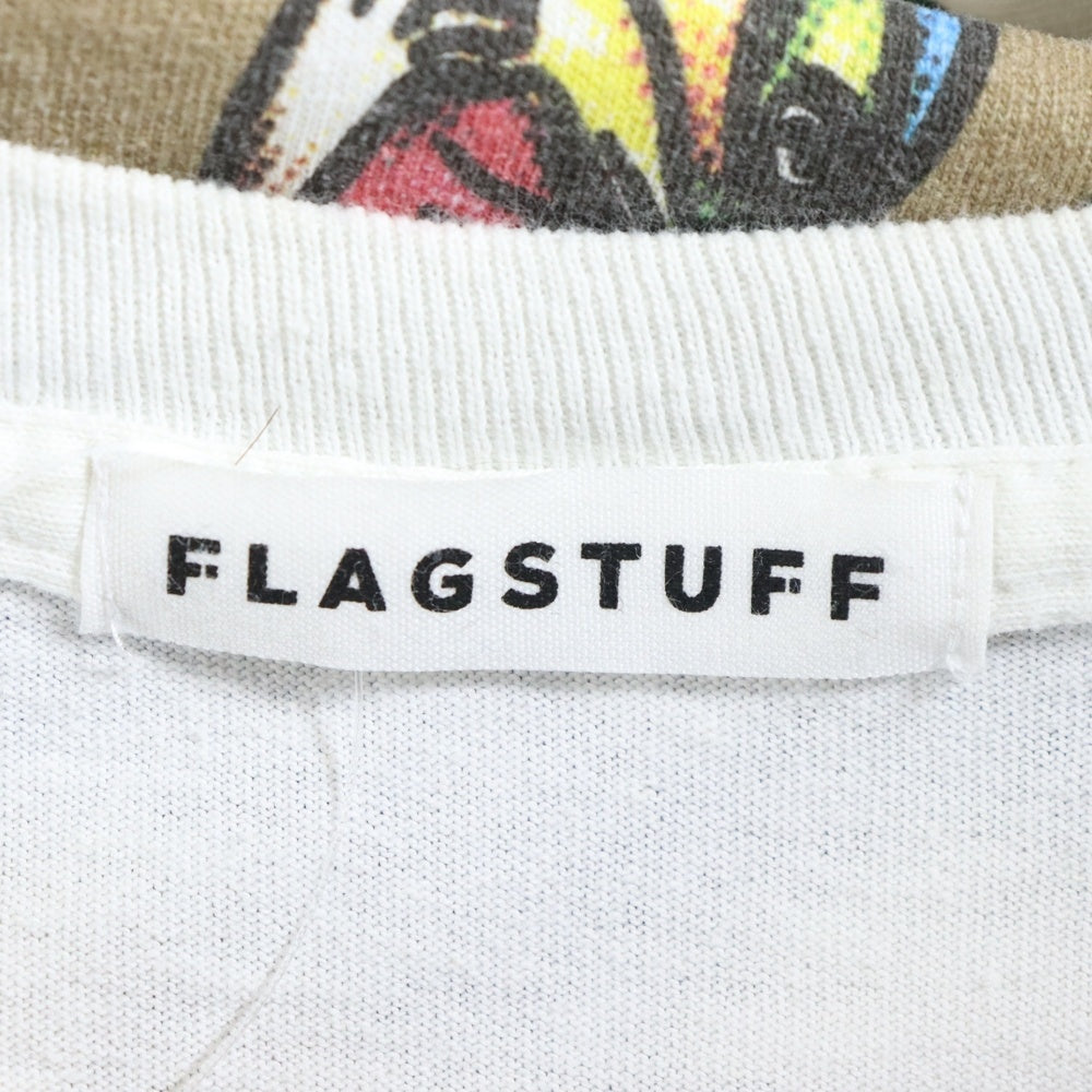 F-LAGSTUF-F(フラグスタフ) ロゴプリント クルーネック ロングスリーブ コットン 長袖 Tシャツ カットソー ホワイト FS1369