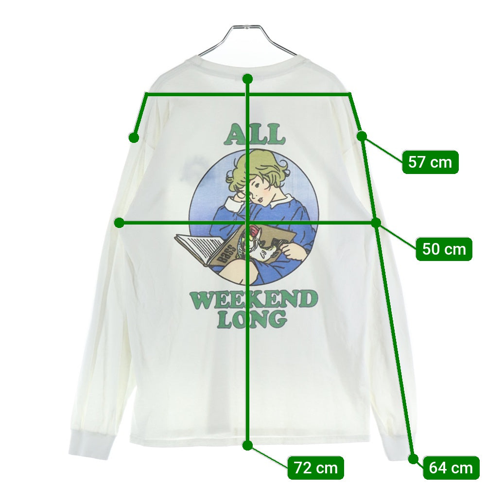 F-LAGSTUF-F(フラグスタフ) ロゴプリント クルーネック ロングスリーブ コットン 長袖 Tシャツ カットソー ホワイト FS1369