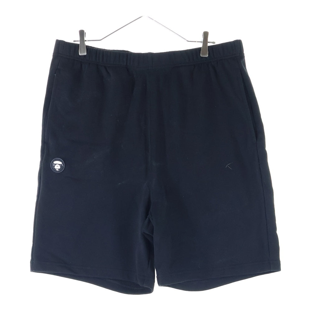 AAPE BY A BATHING APE(エーエイプバイアベイシングエイプ) AAPE NOW SWEAT SHORTS エイプ ナウ エンブロイダリー スウェット ショーツ ハーフパンツ AAPSPMB676XXO ブラック