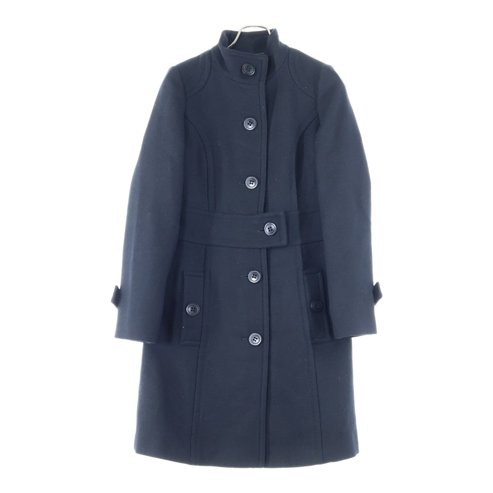 BURBERRY BLUE LABEL(バーバリーブルーレーベル) ウール バックチェック スタンドカラー チェスターコート ブラック レディース FNF65-856-09
