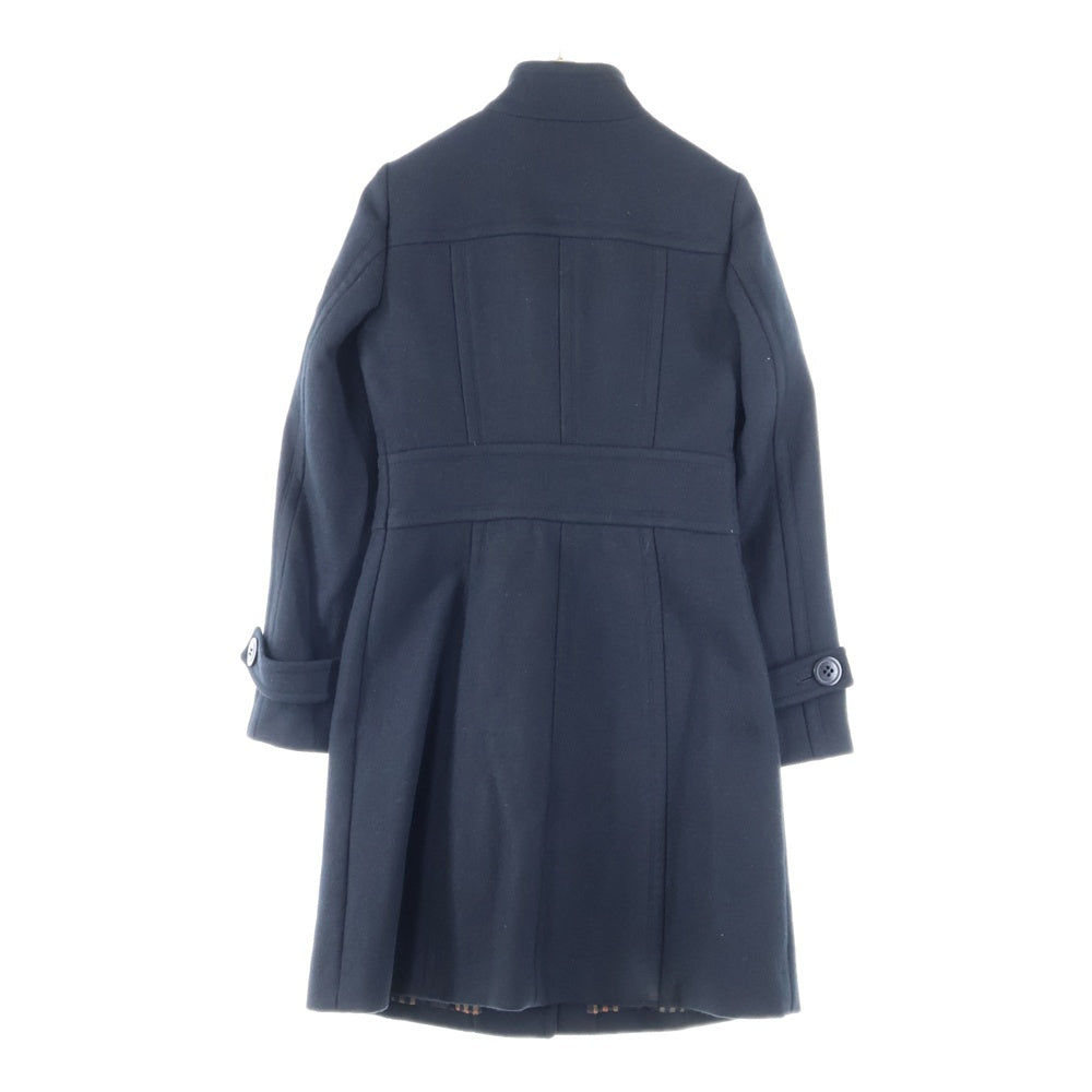 BURBERRY BLUE LABEL(バーバリーブルーレーベル) ウール バックチェック スタンドカラー チェスターコート ブラック レディース FNF65-856-09